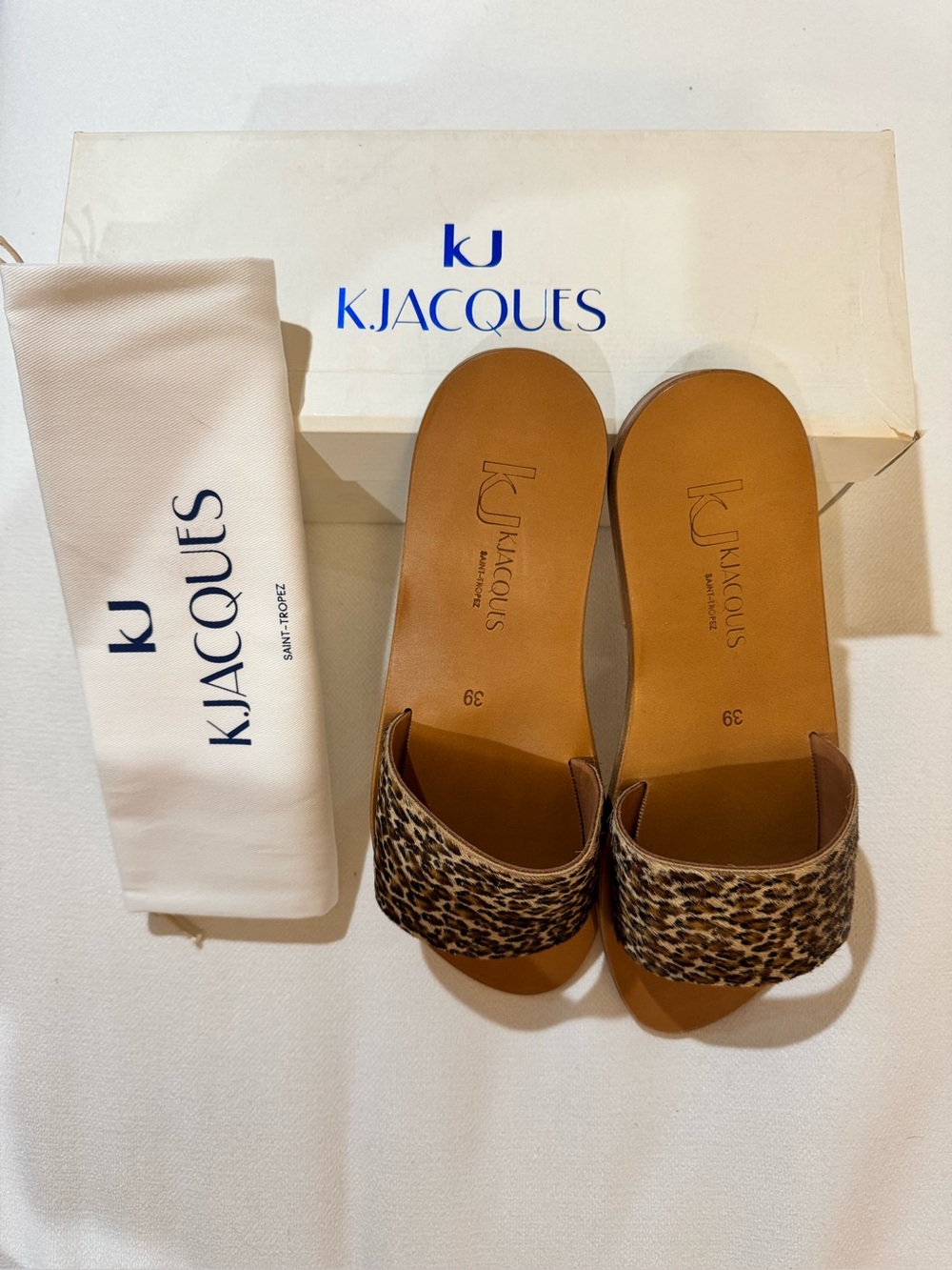 K.Jacques Leopard Print Slide Sandals - Brown